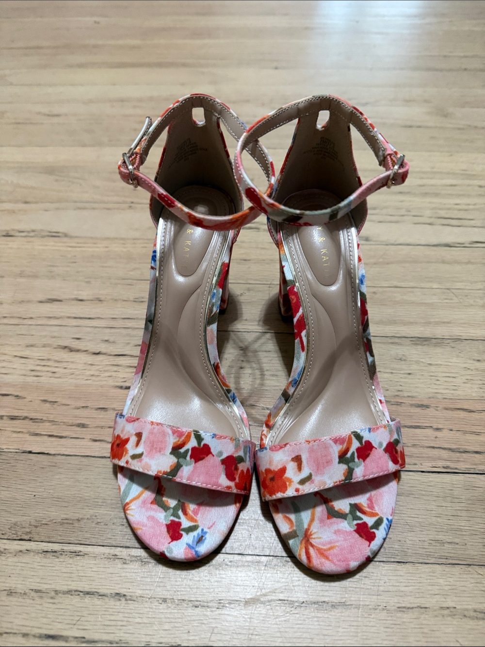 Kelly & Kate Pink Floral Ankle-Strap Heeled Sandals